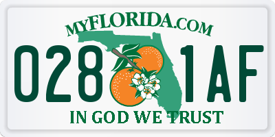 FL license plate 0281AF