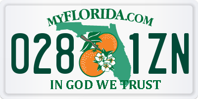 FL license plate 0281ZN