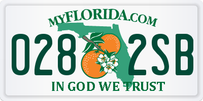 FL license plate 0282SB