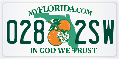 FL license plate 0282SW