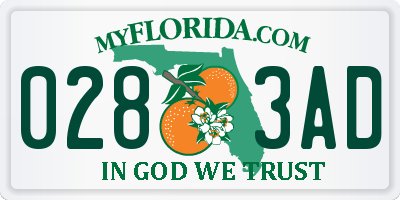 FL license plate 0283AD