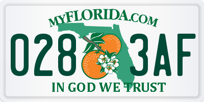 FL license plate 0283AF