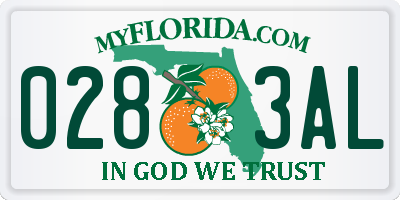 FL license plate 0283AL
