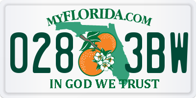 FL license plate 0283BW