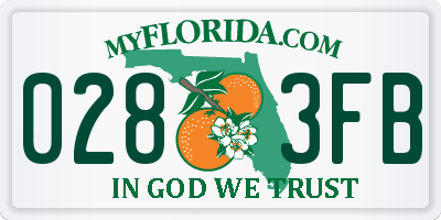 FL license plate 0283FB