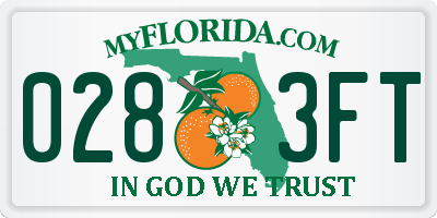 FL license plate 0283FT
