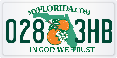 FL license plate 0283HB