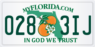 FL license plate 0283IJ