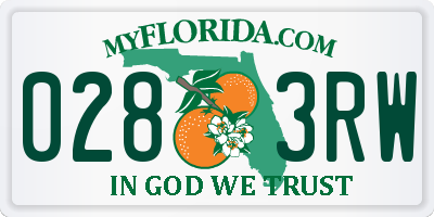 FL license plate 0283RW