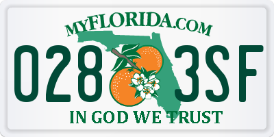 FL license plate 0283SF