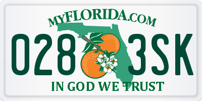FL license plate 0283SK
