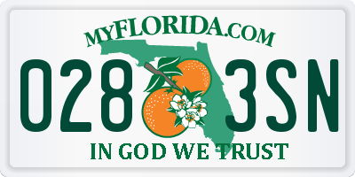 FL license plate 0283SN