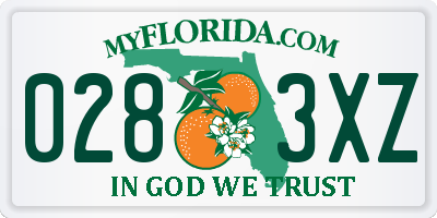 FL license plate 0283XZ