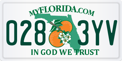 FL license plate 0283YV