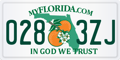 FL license plate 0283ZJ