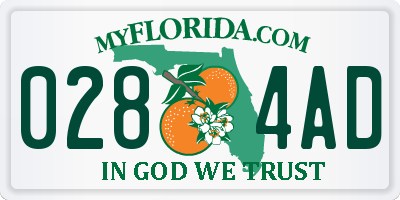 FL license plate 0284AD