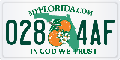 FL license plate 0284AF