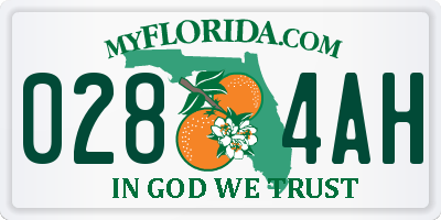 FL license plate 0284AH