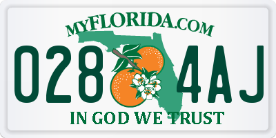 FL license plate 0284AJ
