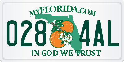 FL license plate 0284AL