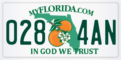 FL license plate 0284AN