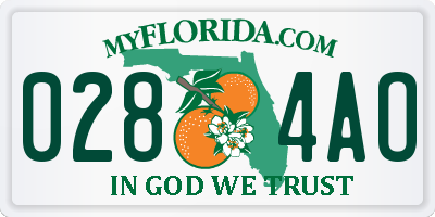 FL license plate 0284AO