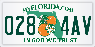 FL license plate 0284AV