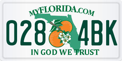 FL license plate 0284BK