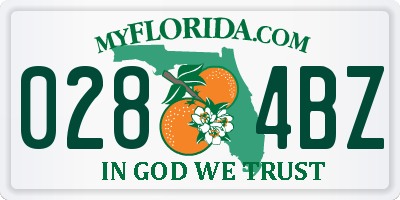 FL license plate 0284BZ