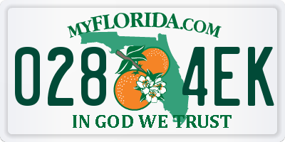 FL license plate 0284EK