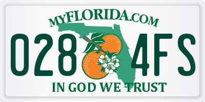 FL license plate 0284FS
