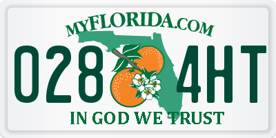 FL license plate 0284HT