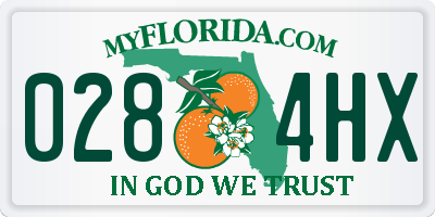 FL license plate 0284HX