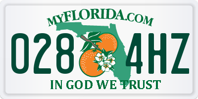 FL license plate 0284HZ