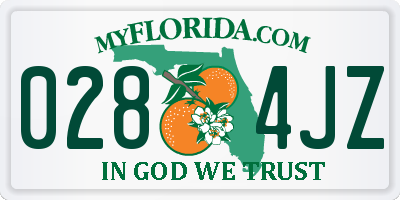 FL license plate 0284JZ