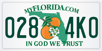 FL license plate 0284KO