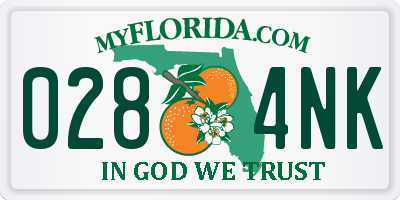 FL license plate 0284NK