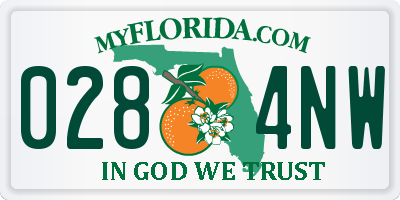 FL license plate 0284NW