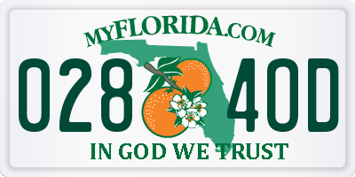 FL license plate 0284OD