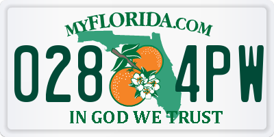 FL license plate 0284PW