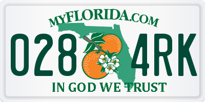 FL license plate 0284RK