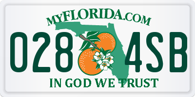 FL license plate 0284SB
