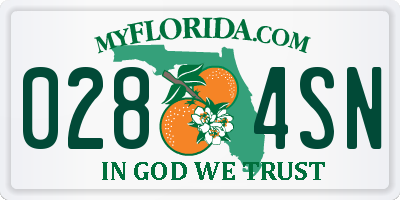 FL license plate 0284SN