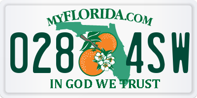 FL license plate 0284SW