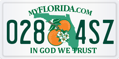 FL license plate 0284SZ