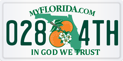 FL license plate 0284TH