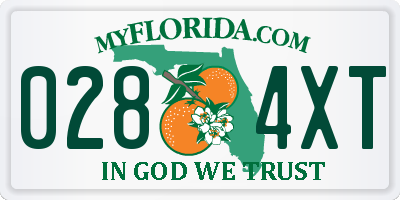 FL license plate 0284XT