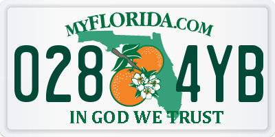 FL license plate 0284YB