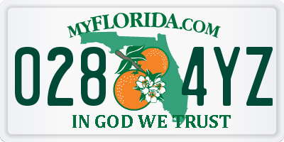 FL license plate 0284YZ