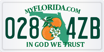FL license plate 0284ZB